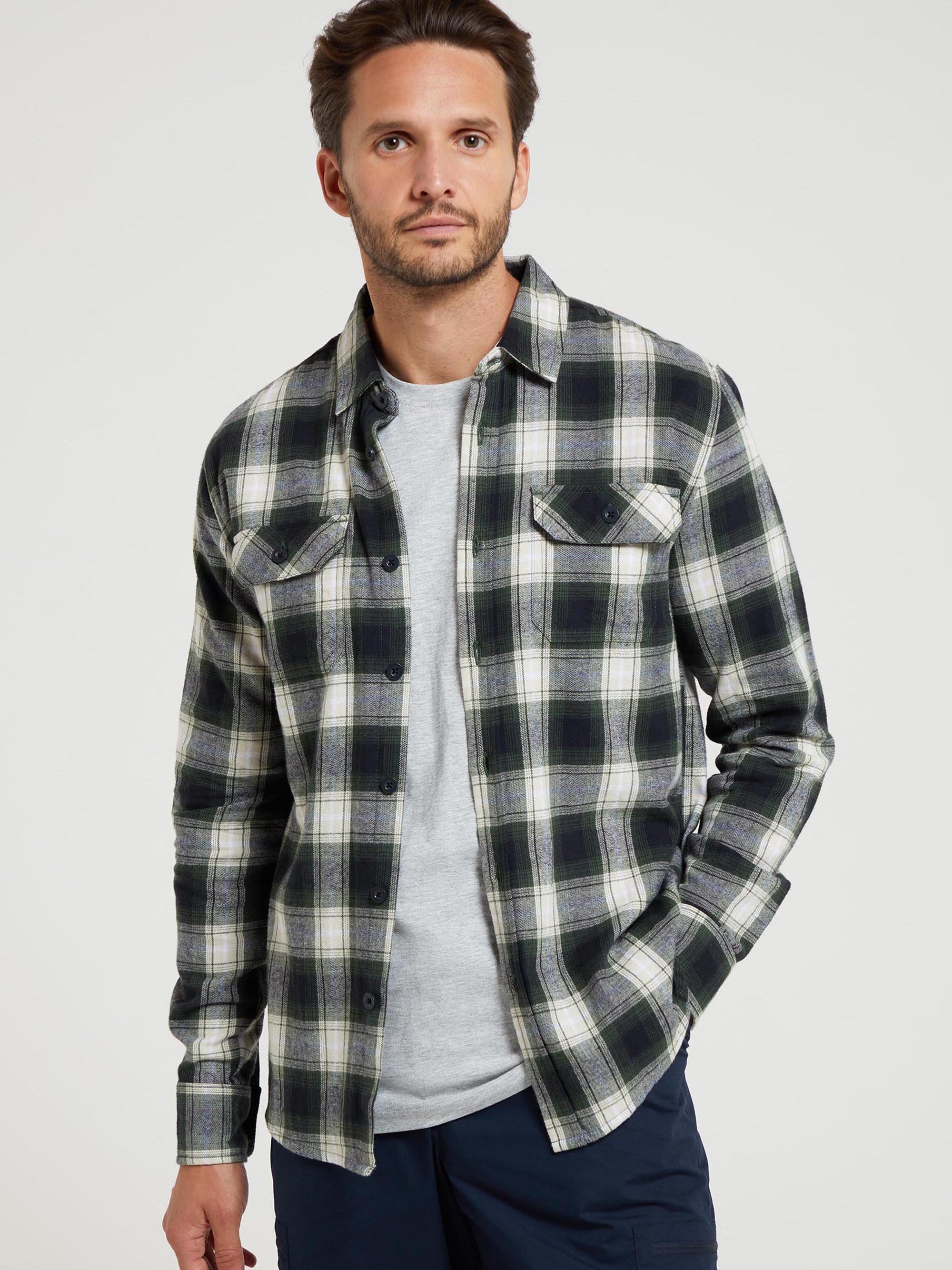 Mountain Warehouse Men's Flannel Shirt - Long Sleeve Comfort